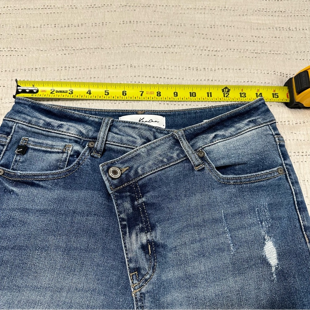 KanCan Medium Blue Distressed Cropped Jeans - Picture 5 of 6